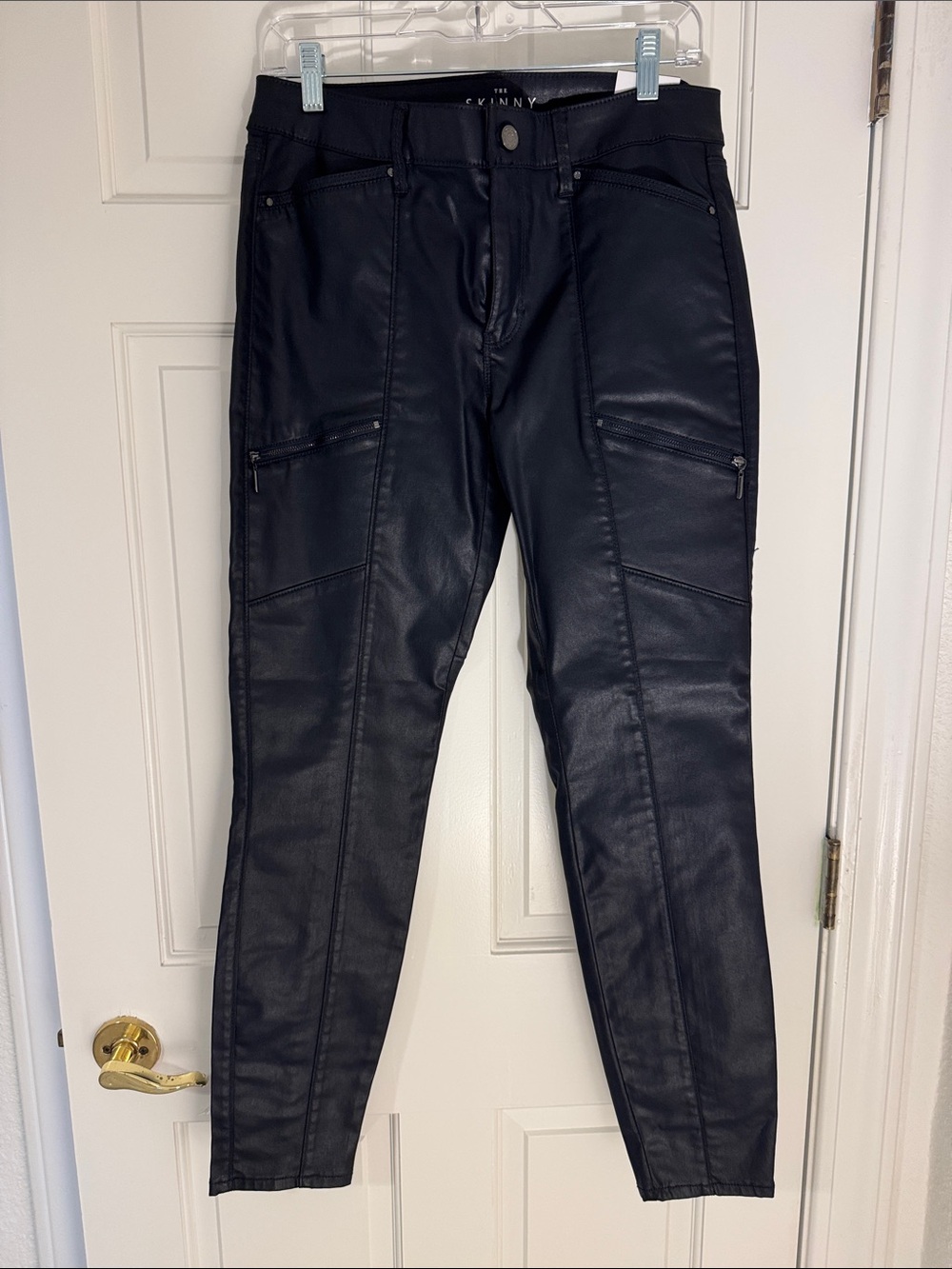 White House Black Market Navy Skinny Coated Jeans